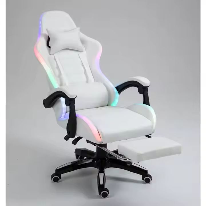White Gaming Chair with RGB & Built-In Speakers